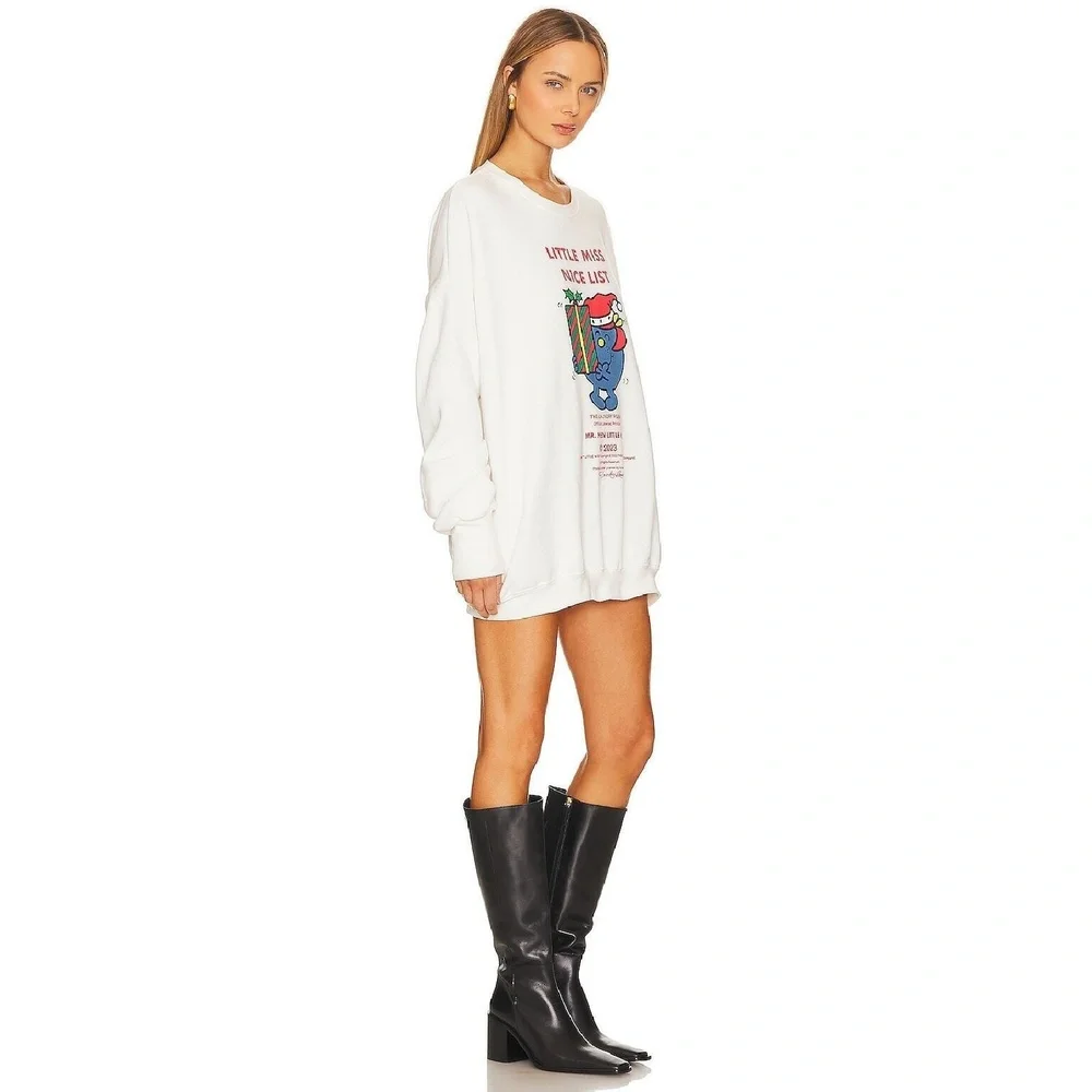 The Laundry Room Revolve Jumper Sweatshirt Little Miss Nice List Christmas White - Picture 2 of 7